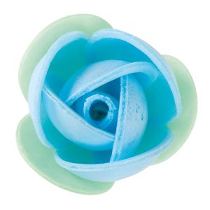 ROSA OBREIA AZUL COM FOLHA VERDE 3,5CM