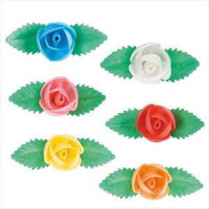 80 ROSAS OBREIA COM 2 FOLHAS CORES SORTIDAS 6,5 CM