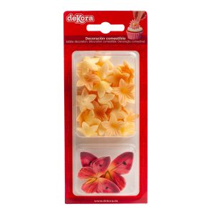 BLISTER MINI FLORES AMARELAS E BORBOLETAS VERMELHAS WAFER