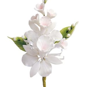 RAMO DECORAÇÃO AÇÚCAR SORTIDO FLORES BRANCAS 15CM