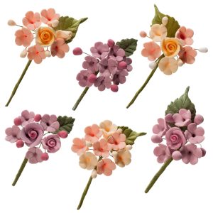 MINI RAMO DE FLORES DE AÇUCAR PASTEL&VIOLETA