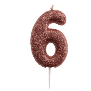 DISPLAY 12 VELAS ANIVERSÁRIO COM PURPURINA ROSA ORO Nº 6