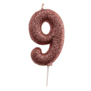 DISPLAY 12 VELAS ANIVERSÁRIO COM PURPURINA ROSA ORO Nº 9