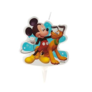 VELA ANIVERSÁRIO 2D MICKEY MOUSE Y PLUTO 7,5CM