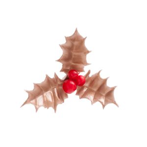 CAKE TOPPER PLÁSTICO FOLHA DE AZEVINHO DOURADA 5CM 72 UNDS