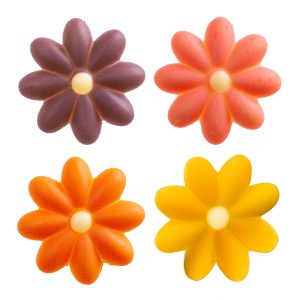 FLORES DE CHOCOLATE BRANCO SORTIDO 4 CORES Ø 32MM