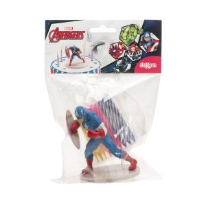 KIT PVC RETAIL CAP AMERICA COM 10 VELAS PARA DECORAR BOLOS