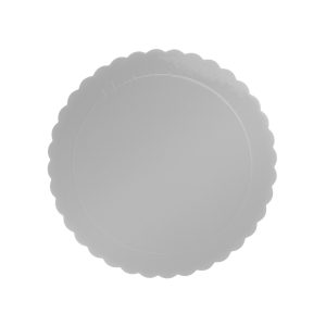 PRATO PARA BOLO REDONDO PRATEADO ONDULADO 3MM 20CM