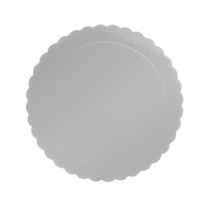 PRATO PARA BOLO REDONDO PRATEADO ONDULADO 3MM 25CM