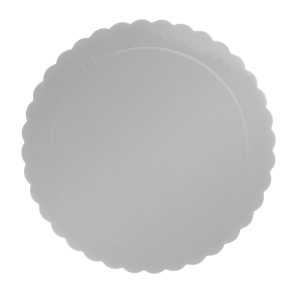 PRATO PARA BOLO REDONDO PRATEADO ONDULADO 3MM 35CM