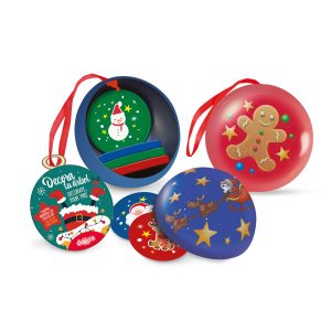 BOLAS DE NATAL DE METAL COM CHOCOLATES 30GR
