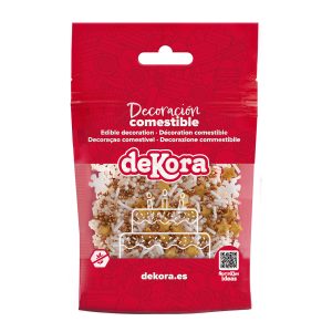 SPRINKLE MISTURA DE FLOCOS DE NEVE E ESTRELAS BRANCO E DOURADO 100GR