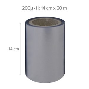 ROLO DE PVC TRANSPARENTE – 50 M – H14 CM – 200µ (ACETATO)