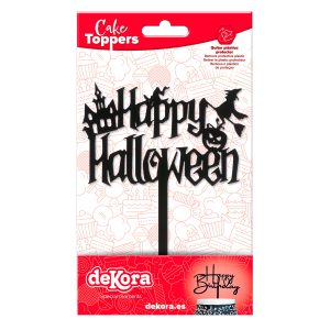 CAKE TOPPER HAPPY HALLOWEEN BRUXA 11,5 X 14CM