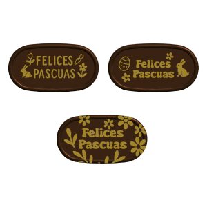 SINAIS DE FELIZ PÁSCOA CHOCO PRETO 54X29 MM - 75 UNID.