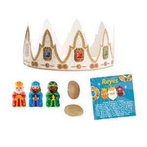 CAIXA BOLO DE REI COROA DIADEMA, PVC REI E CARTÃO CASTELLANO