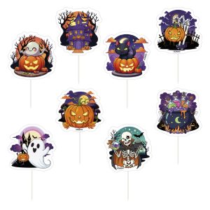 TOPO DE BOLO EM PAPEL HALLOWEEN 8 MODELOS 6X9CM 48 UNIDADES