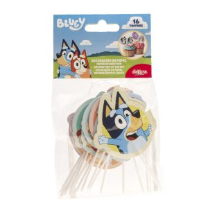 CAKE TOPPERS PAPEL BLUEY E BINGO 16 UNIDADES