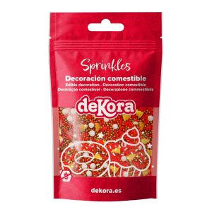 MISTURA DE SPRINKLES ÁRVORE VERMELHA E PÉROLAS SANTAS MAGIC 100GR